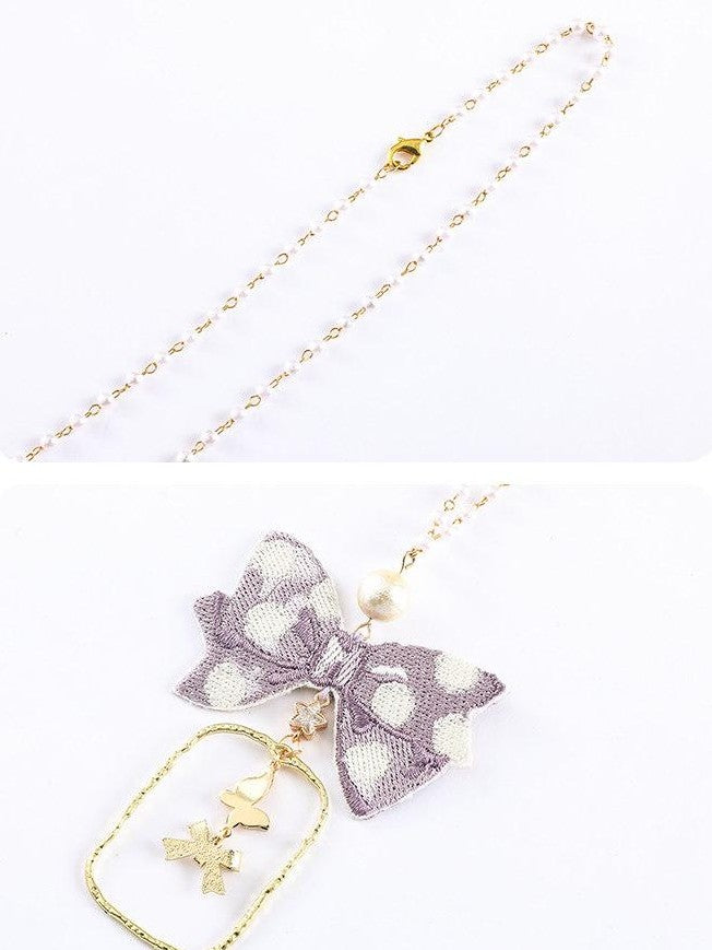 Zhong Xia Wu Yu Embroidered Edge Headband Hair Clips Heart Pouch Bow Necklace Women's Accessories