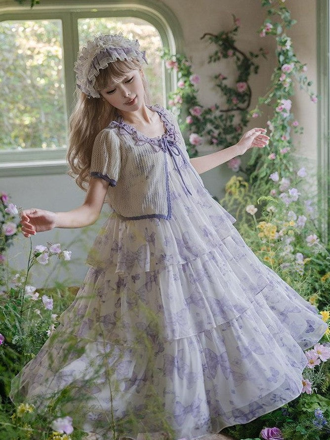 Zhong Xia Wu Yu Eternal Garden Tiered High Waist Women's Dotted Tulle Jsk / Jumper Skirts