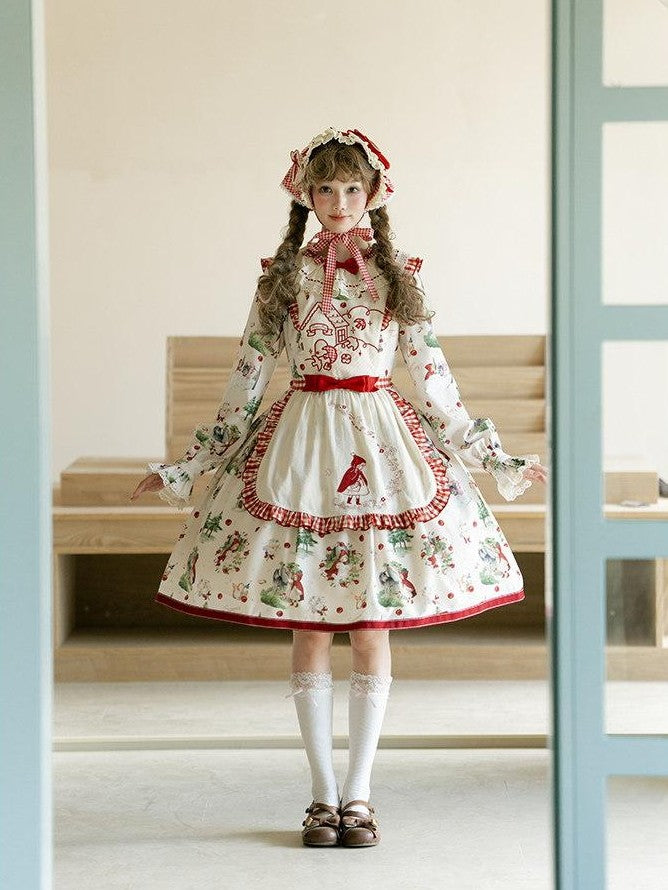 Zhong Xia Wu Yu Little Red Hood Apron Jsk Cloak Cardigan Women's Full Coordination Sets