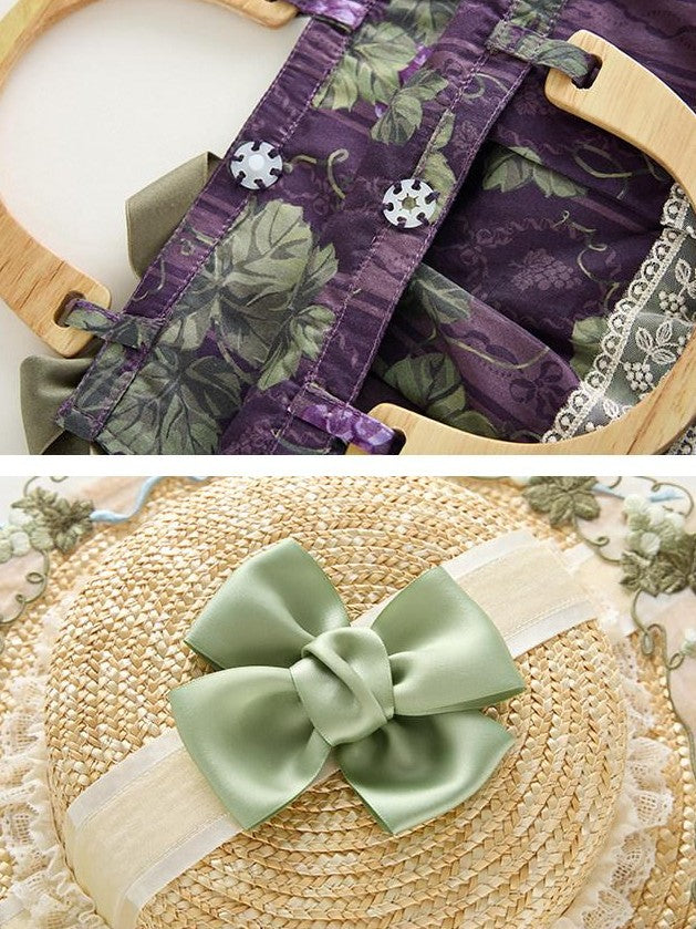 Zhong Xia Wu Yu Loire Vineyard Classic Frame Embroidered Grape Motif Women's Accessories