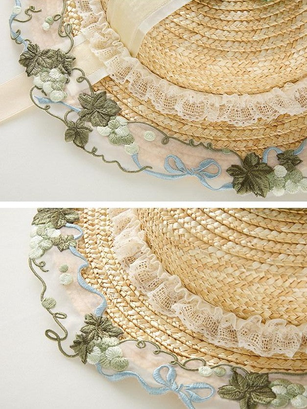 Zhong Xia Wu Yu Loire Vineyard Classic Frame Embroidered Grape Motif Women's Accessories