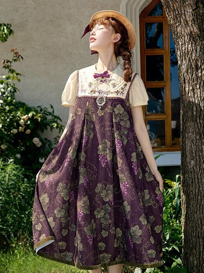 Zhong Xia Wu Yu Loire Vineyard Classical Frame Print Women's Knit Skirt Sets
