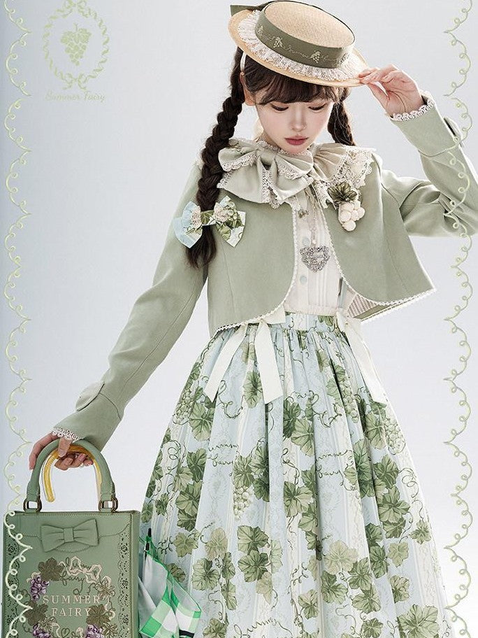 Zhong Xia Wu Yu Loire Vineyard Classical Frame Print Women's Knit Skirt Sets