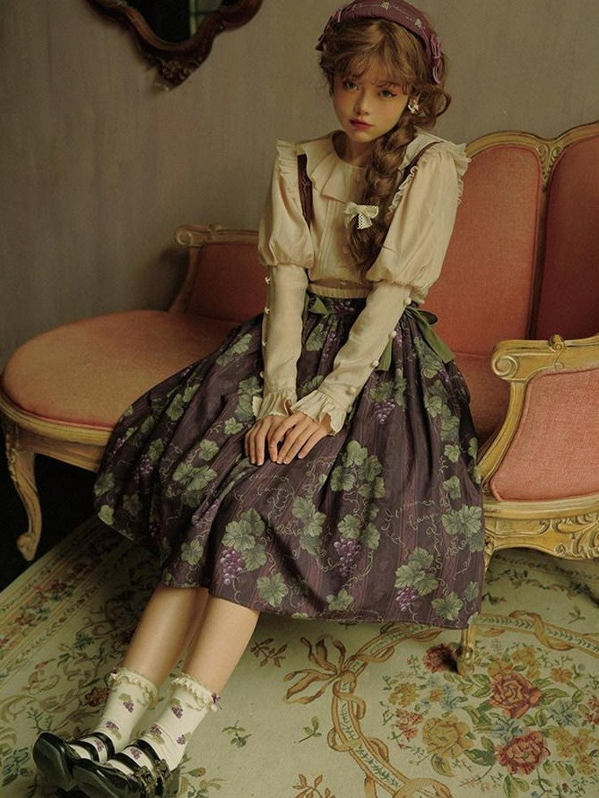 Zhong Xia Wu Yu Loire Vineyard Classical Frame Print Women's Knit Skirt Sets
