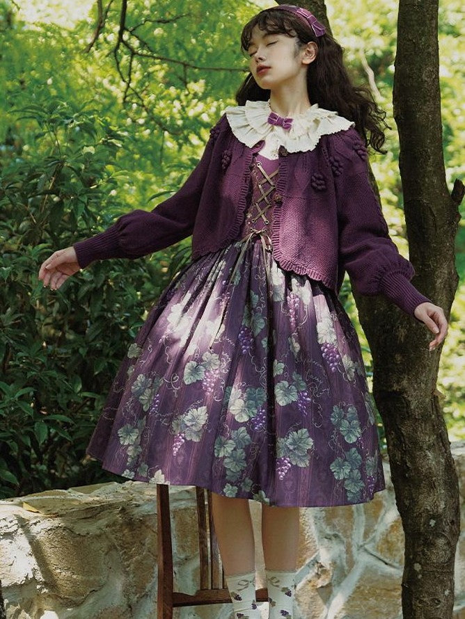 Zhong Xia Wu Yu Loire Vineyard Classical Frame Print Women's Knit Skirt Sets
