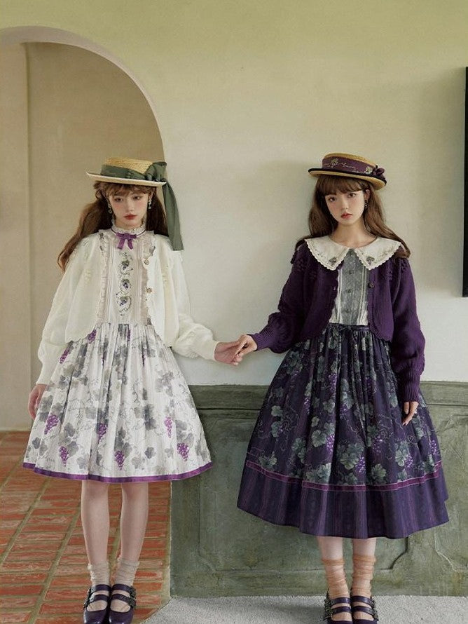 Zhong Xia Wu Yu Loire Vineyard Classical Frame Print Women's Knit Skirt Sets
