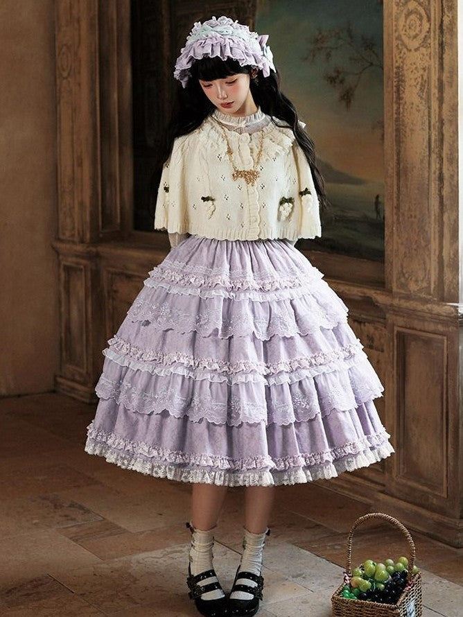 Zhong Xia Wu Yu Loire Vineyard Classical Frame Print Women's Knit Skirt Sets