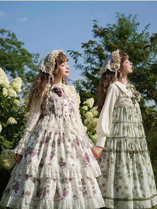 Zhong Xia Wu Yu Loire Vineyard Classical Frame Print Women's Knit Skirt Sets