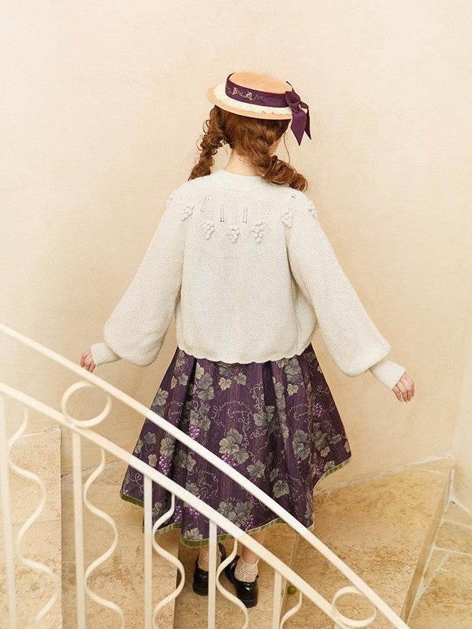 Zhong Xia Wu Yu Loire Vineyard Pointed Collar Lolita Women's Knitted Short Cardigans