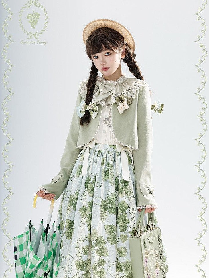Zhong Xia Wu Yu Loire Vineyard Pointed Collar Lolita Women's Knitted Short Cardigans