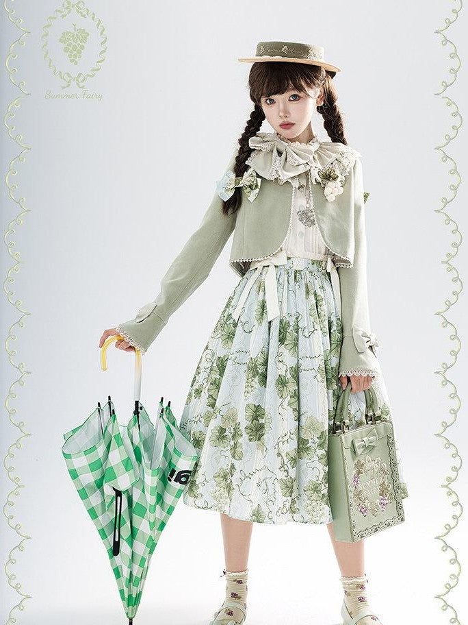 Zhong Xia Wu Yu Loire Vineyard Pointed Collar Lolita Women's Knitted Short Cardigans
