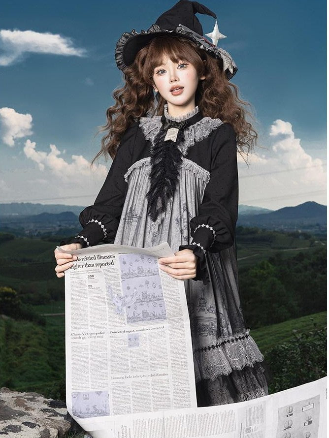 Zhong Xia Wu Yu Panel Cut Waistless Halter Jsk Coat Hooded Cloak Women's Full Coordination Sets