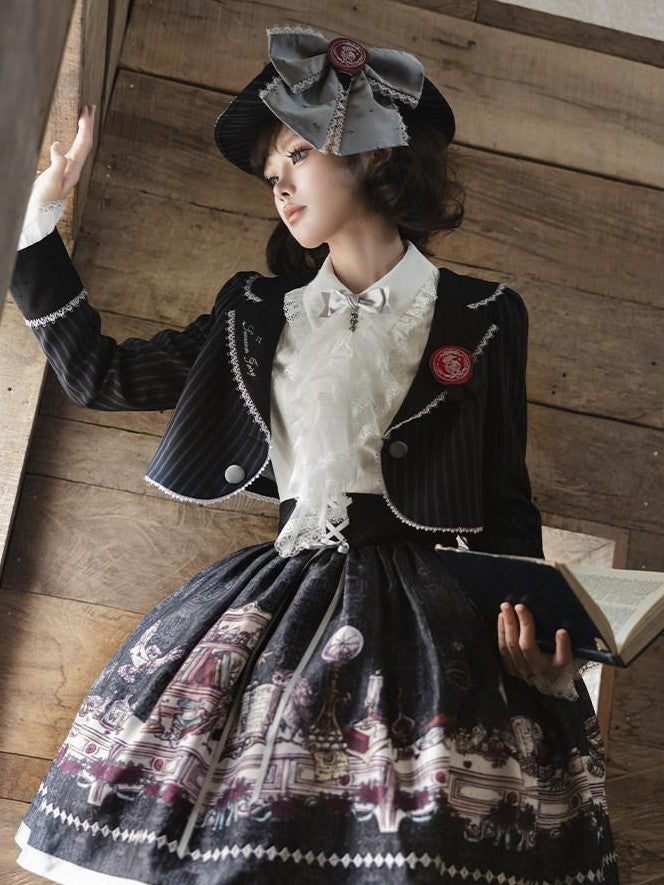 Zhong Xia Wu Yu Panel Cut Waistless Halter Jsk Coat Hooded Cloak Women's Full Coordination Sets