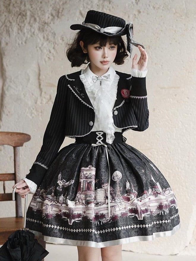 Zhong Xia Wu Yu Panel Cut Waistless Halter Jsk Coat Hooded Cloak Women's Full Coordination Sets