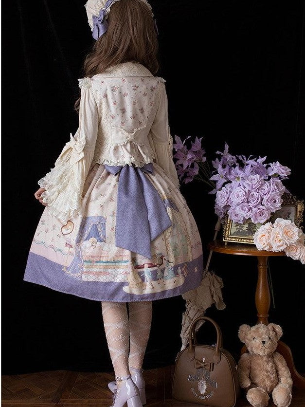 Zhong Xia Wu Yu Pea Print Lolita Vest Skirt Princess Sleeve Women's Full Coordination Sets