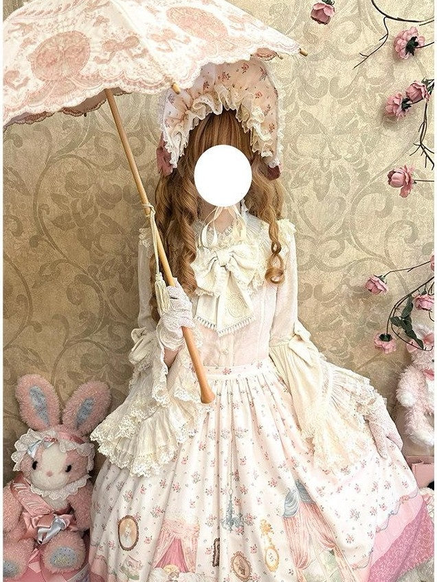 Zhong Xia Wu Yu Pea Print Lolita Vest Skirt Princess Sleeve Women's Full Coordination Sets