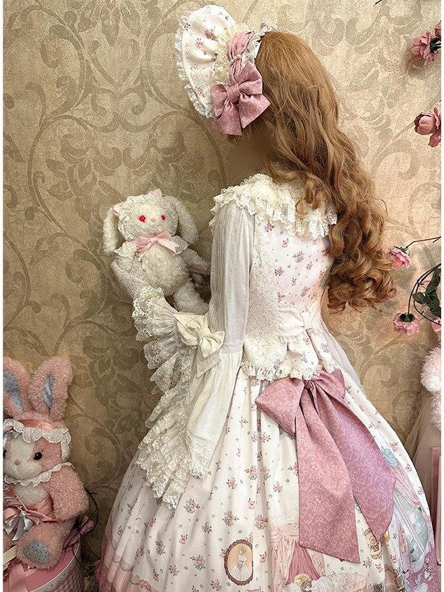 Zhong Xia Wu Yu Pea Print Lolita Vest Skirt Princess Sleeve Women's Full Coordination Sets