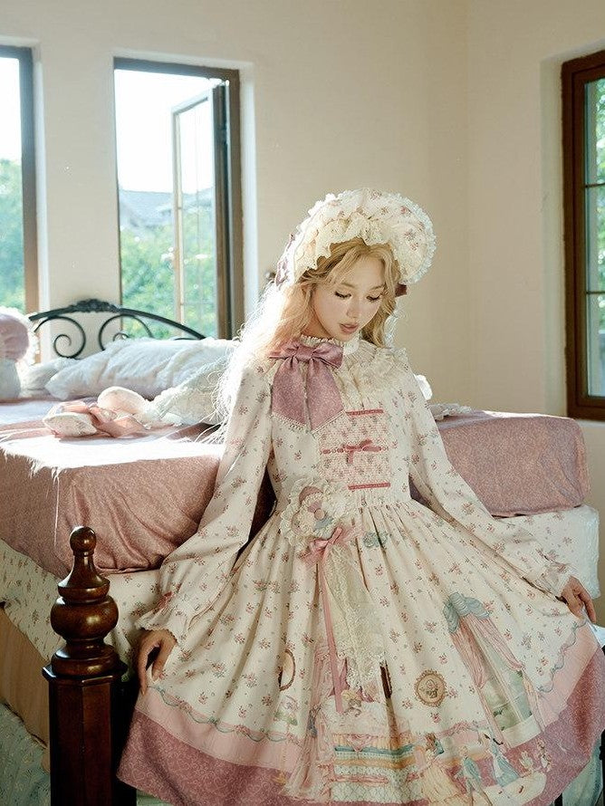Zhong Xia Wu Yu Pea Print Lolita Vest Skirt Princess Sleeve Women's Full Coordination Sets