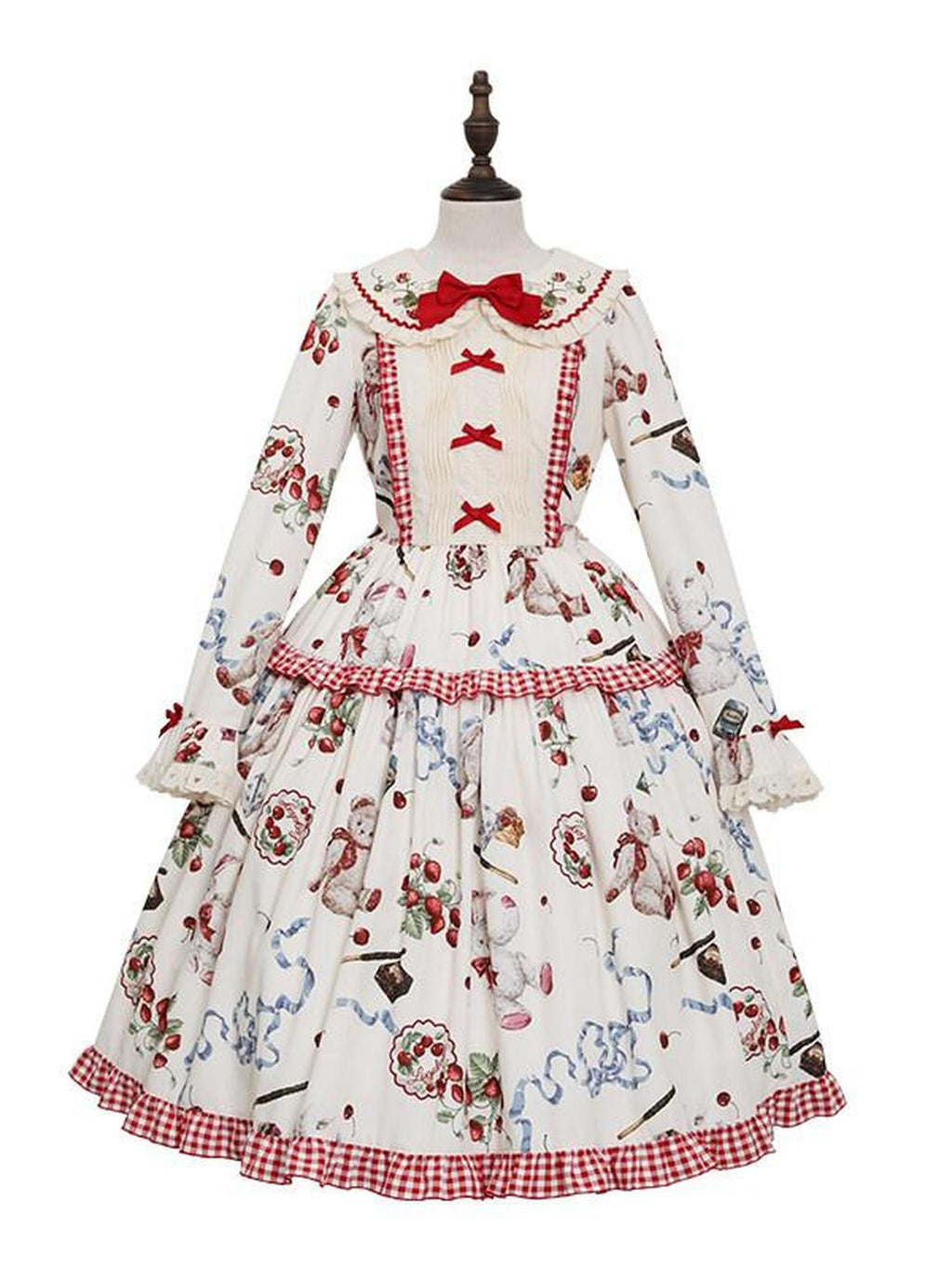 Zhong Xia Wu Yu Wild Strawberry Apron Cardigan Lolita Women's Knit Long Sleeve Op