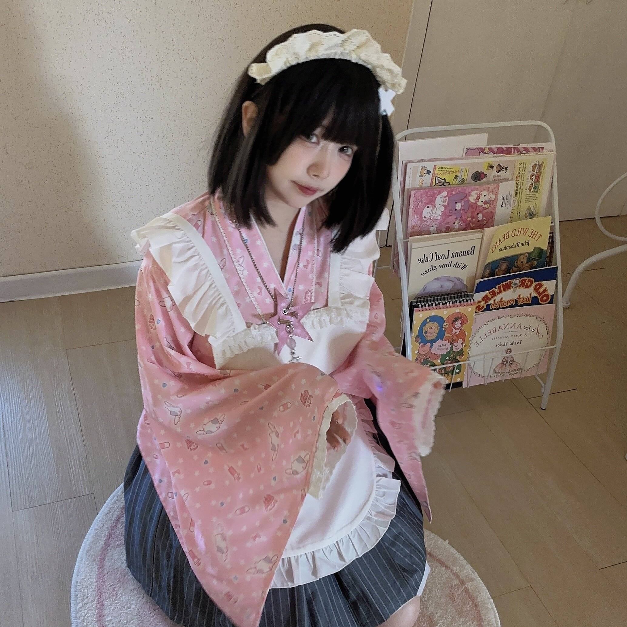 kukuwa_Angel_Kitty_Embroidered_Allover_Open_Front_Maid_Apron_Women's_Skirt_Sets_752508691656_MISSTT