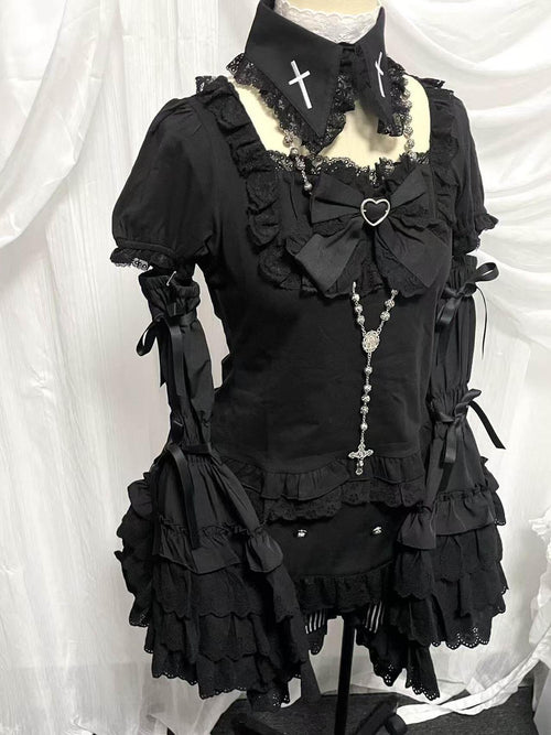 kukuwa Angel Lolita Gothic Doll Princess Women's Long Lace Wrist Cuffs