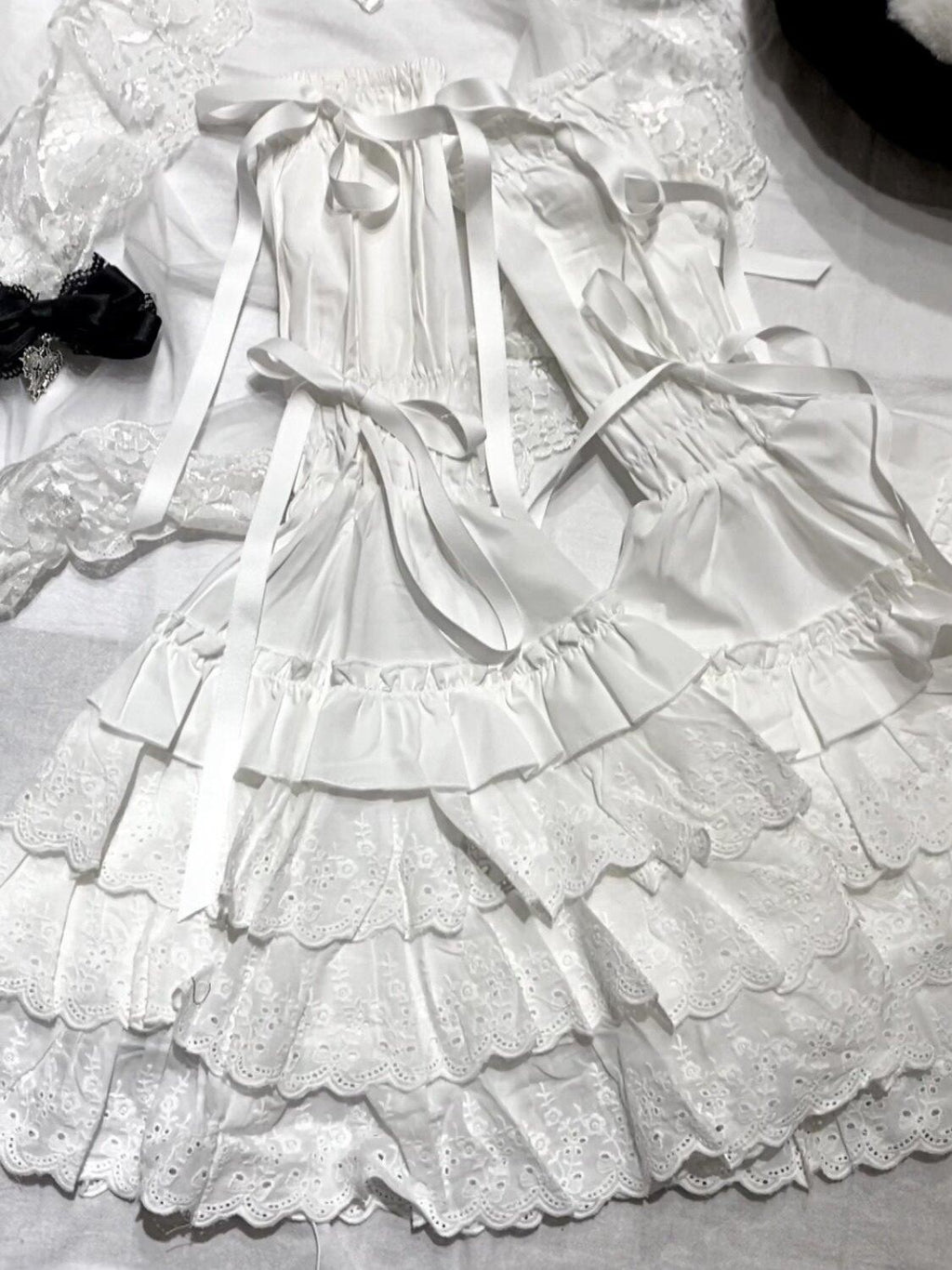 kukuwa Angel Lolita Gothic Doll Princess Women's Long Lace Wrist Cuffs