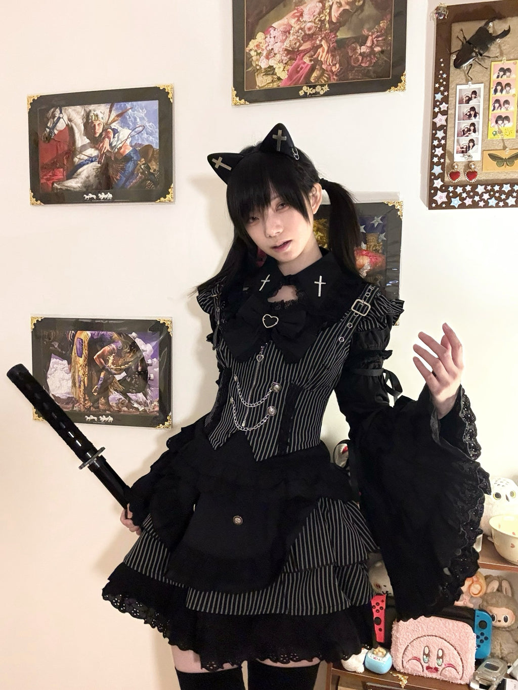 kukuwa Angel Lolita Gothic Doll Princess Women's Long Lace Wrist Cuffs
