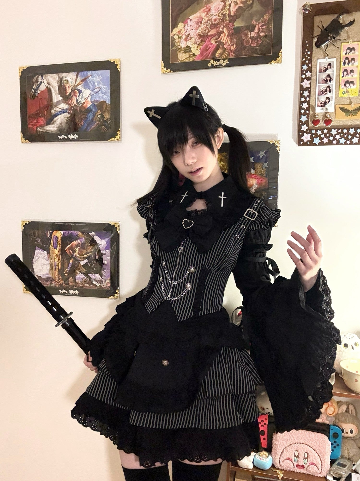 kukuwa Angel Lolita Gothic Doll Princess Women's Long Lace Wrist Cuffs