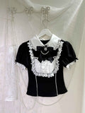 kukuwa_Black_White_Maid_Lace_Splice_Puff_Sleeve_Bow_Pearl_Women's_Skirt_Sets_1057891710741_MISSTT