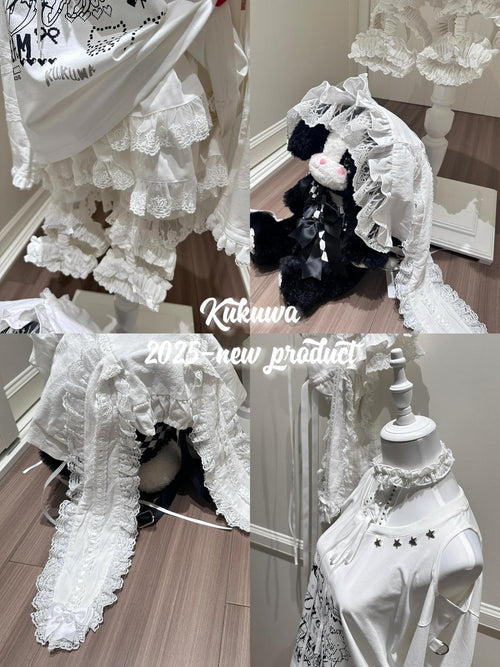 kukuwa Bunny Ear Bondage Pumpkin Tie Leg Ring Alt Women's Lace Short Bloomers