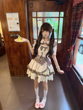 kukuwa_Cute_Cat_Paw_Pink_Plaid_Bow_Puff_Sleeve_Maid_Apron_Women's_Short_Sleeve_Op_1051608953163_MISSTT