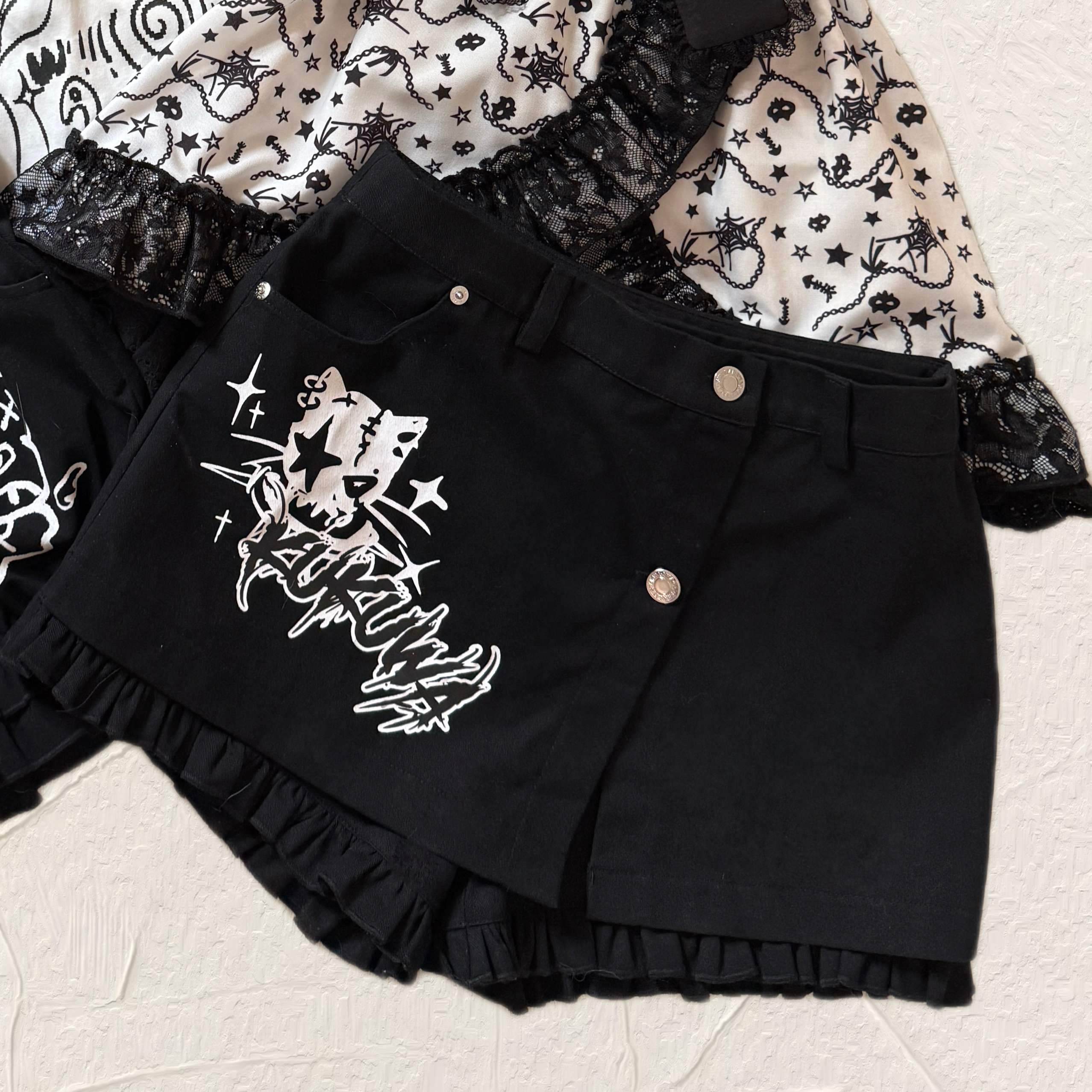 kukuwa_Dark_Floral_Butterfly_Bow_Button_Camisole_Loose_Women's_Skirt_Sets_919612265510_MISSTT
