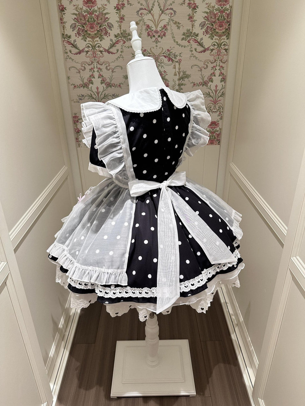 kukuwa Heart Embroidered Musical Note Polka Dot Women's Chiffon Short Sleeve Op