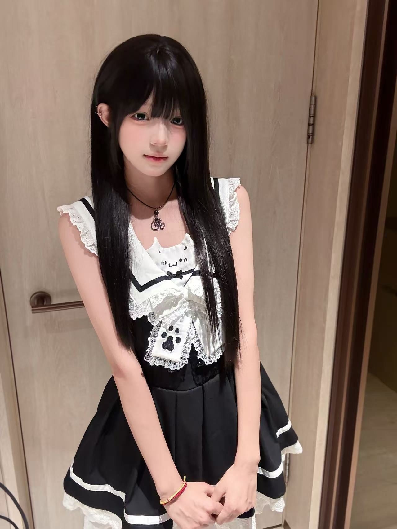 kukuwa_Kitten_Motif_Cat_Paw_Lace_Sailor_Collar_Sleeveless_Women's_Jsk_/_Jumper_Skirts_940216694619_MISSTT