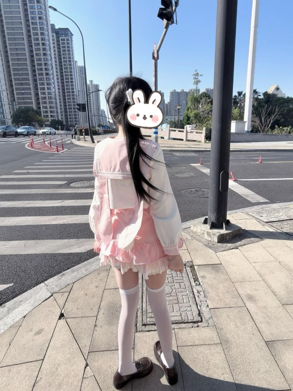 kukuwa Rabbit Ear Sailor Collar Bow Fitted Waist Long Sleeve Women's Jsk Sets