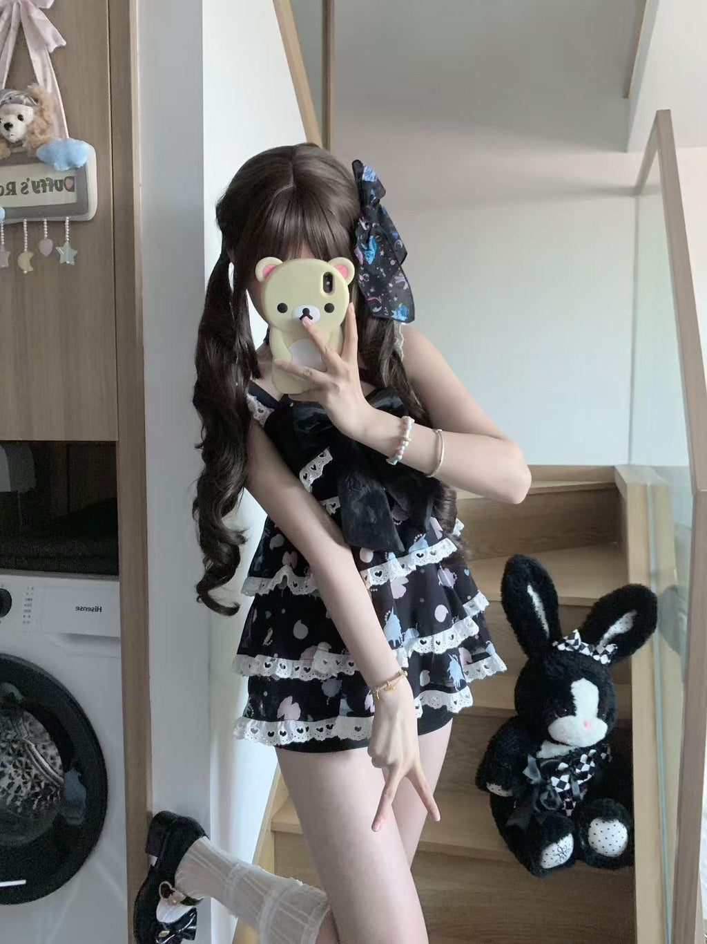 kukuwa Shell Bow Heart Pendant Spaghetti Strap Cute Women's Chiffon Jsk / Jumper Skirts